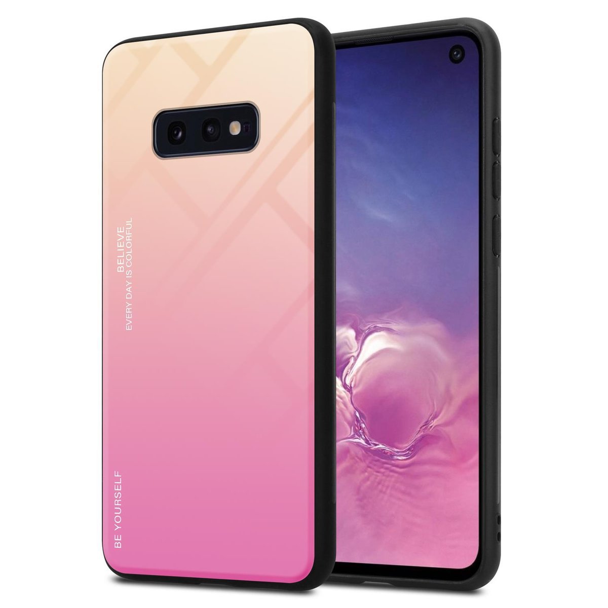 Pokrowiec Do Samsung Galaxy S10e Etui w ŻÓŁTO - RÓŻOWY TPU Obudowa Case Cover Plecki Ochronny Cadorabo