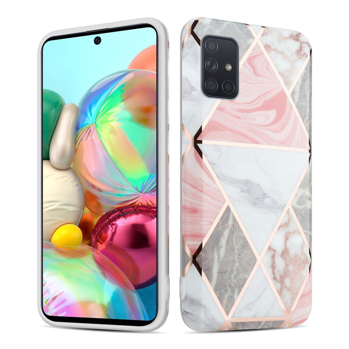 Pokrowiec Etui Do Samsung Galaxy A51 5G w Różowo Szaro Biały Marmur No. 10 Obudowa Case Cover Silikon Plecki Cadorabo