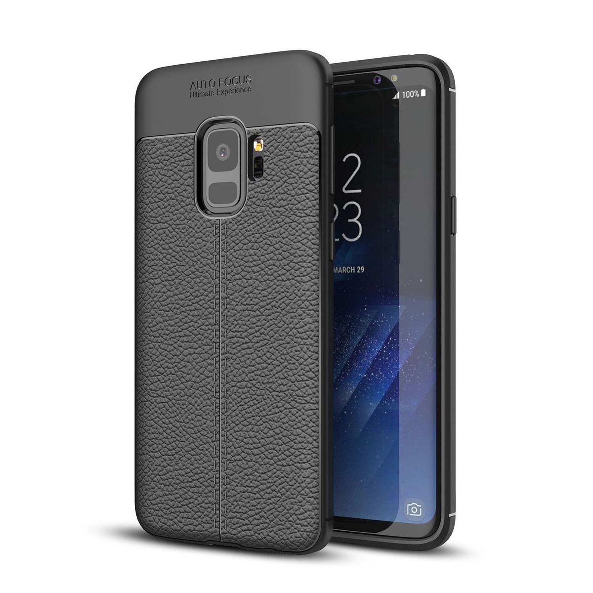 Pokrowiec do Samsung Galaxy S9 w Głęboka Czerń Etui imitacji skóry Obudowa Ochronny Case Cover Cadorabo