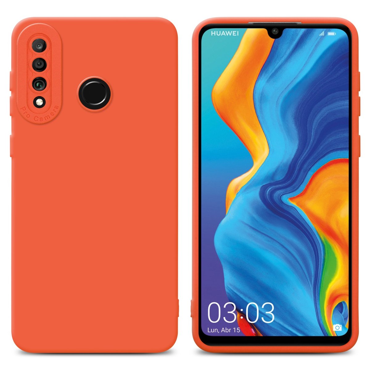 Pokrowiec Etui Do Huawei P30 LITE w FLUID POMARAŃCZA TPU Silikonowe Obudowa Ochronny Case Cover Cadorabo