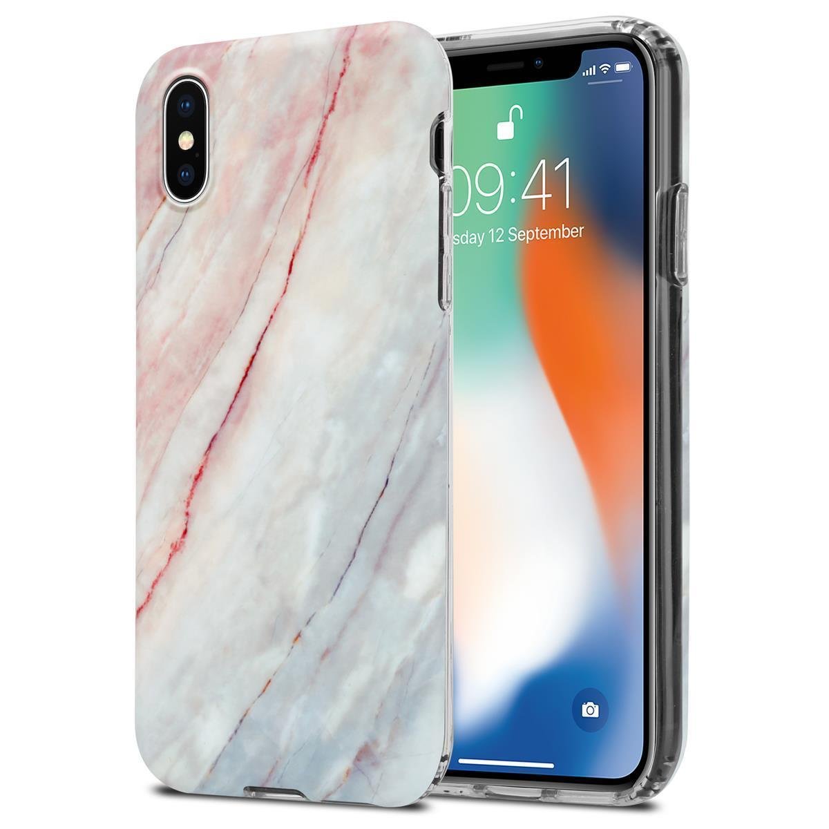 Pokrowiec Etui Do Apple iPhone XS MAX w Różowo Biały Marmur No. 21 Obudowa Case Cover Silikon Plecki Cadorabo