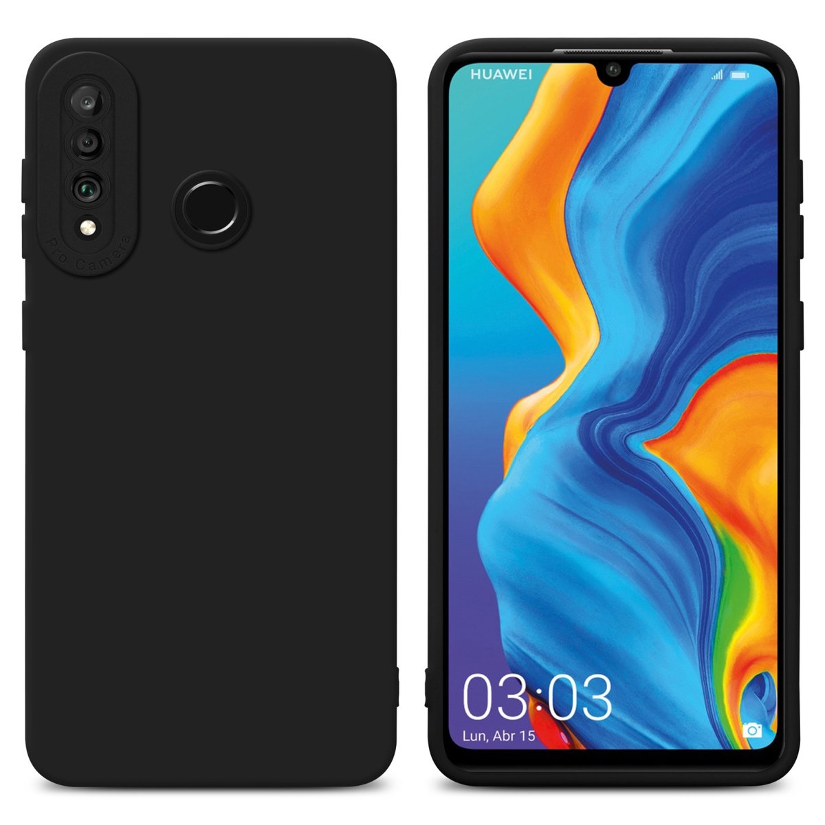 Pokrowiec Etui Do Huawei P30 LITE w FLUID CZERŃ TPU Silikonowe Obudowa Ochronny Case Cover Cadorabo