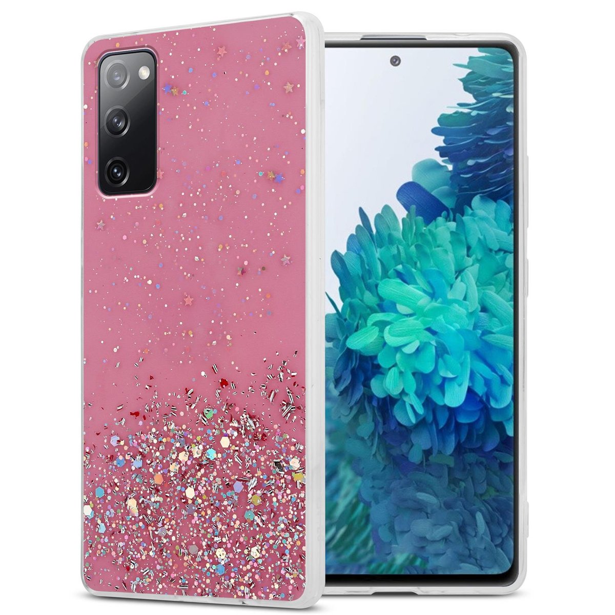 Pokrowiec Do Samsung Galaxy S20 FE Etui w Różowy z Brokatem Glitter Obudowa Case Cover TPU Cadorabo