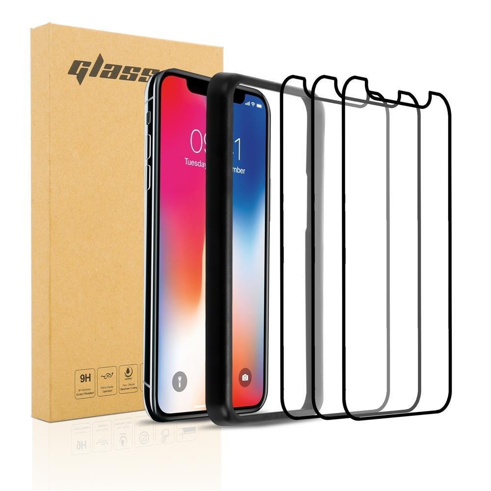 3x Szkło Hartowane Do Do Apple iPhone X / XS Folia Ochronny pancerna w PRZEZROCZYSTY Z CZARNYM Cadorabo