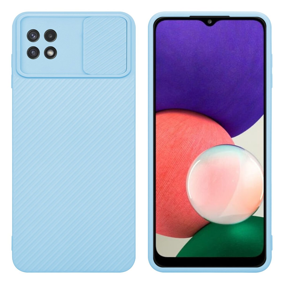 Pokrowiec Do Samsung Galaxy A22 5G Etui w Bonbon Jasnoniebieska Obudowa Case Cover Ochrona kamery Cadorabo