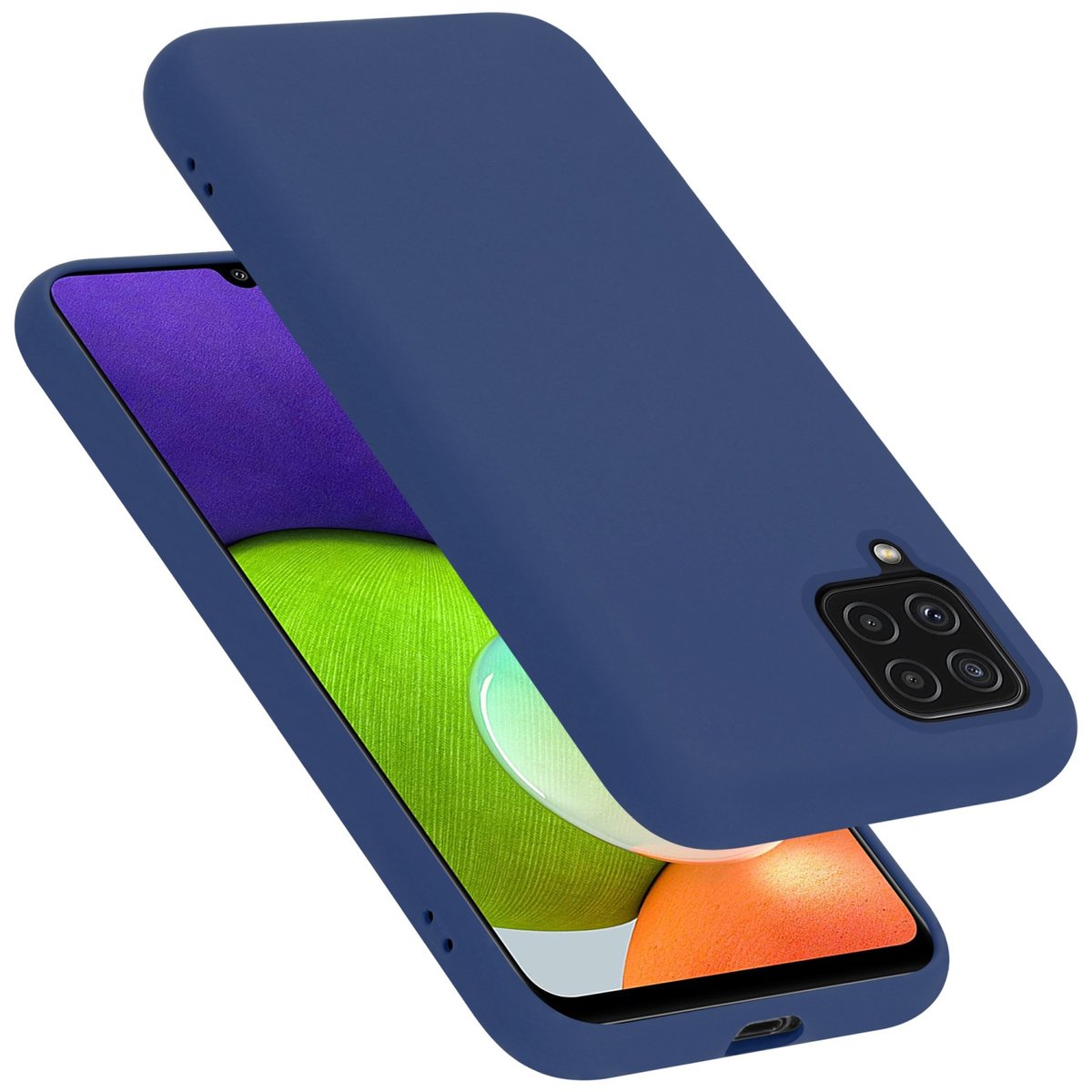 Pokrowiec Do Samsung Galaxy A22 4G / M22 / M32 4G Etui w LIQUID NIEBIESKI TPU Silikon Case Cover Obudowa Ochronny Cadorabo