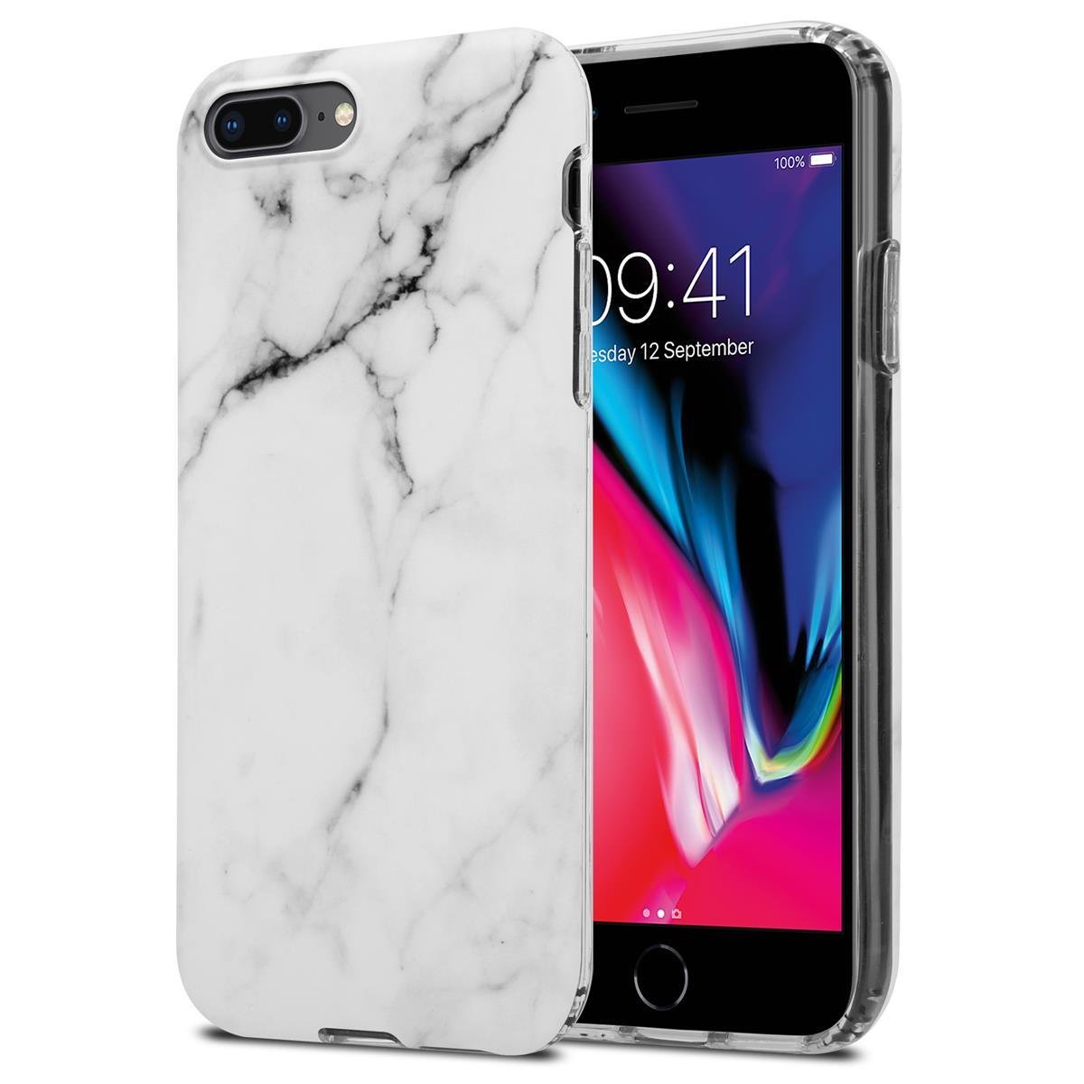 Pokrowiec Etui Do Apple iPhone 7 PLUS / 7S PLUS / 8 PLUS w Biało Szary Marmur No. 23 Obudowa Case Cover Silikon Plecki Cadorabo