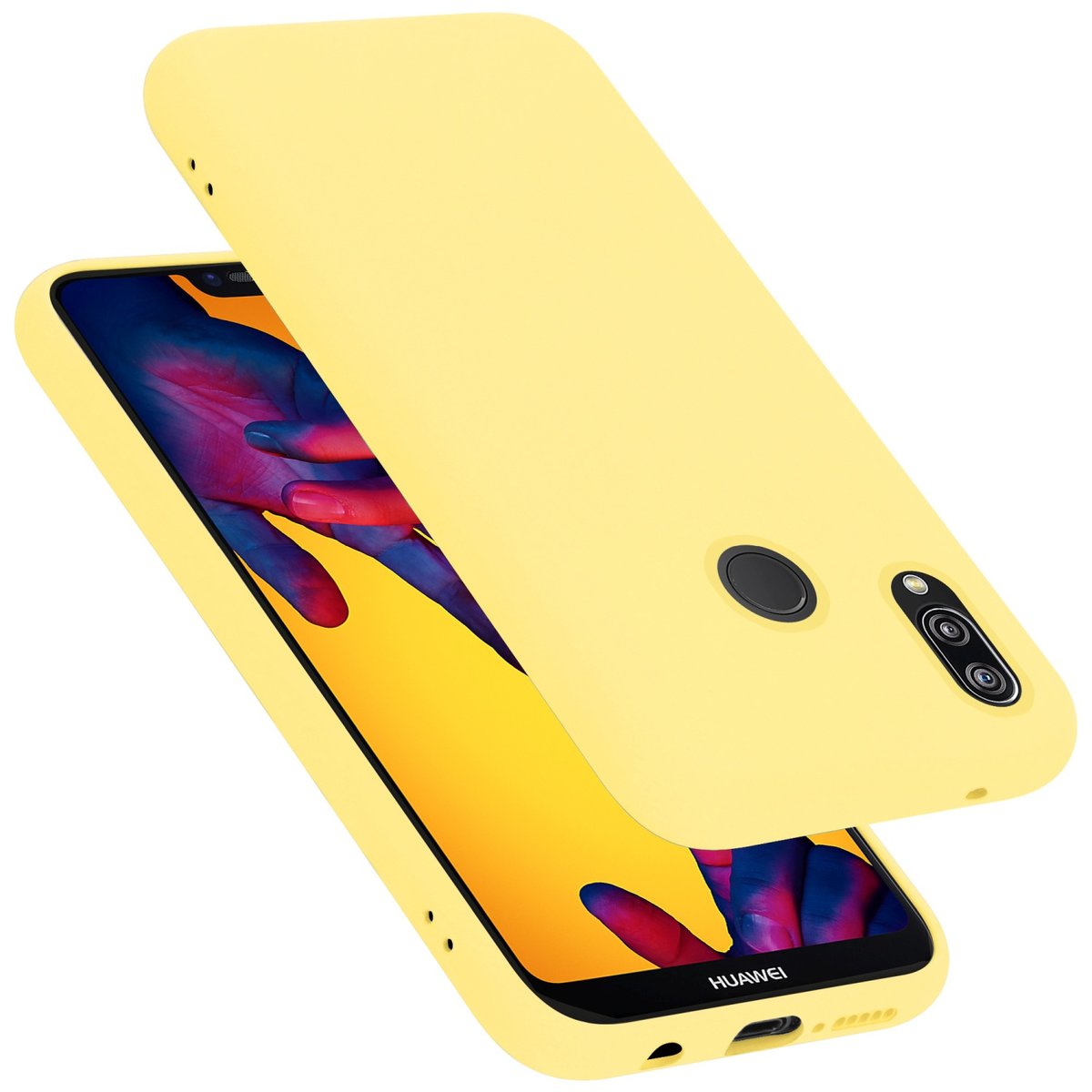 Pokrowiec Do Huawei P20 LITE 2018 / NOVA 3E Etui w LIQUID ŻÓŁTY TPU Silikon Case Cover Obudowa Ochronny Cadorabo