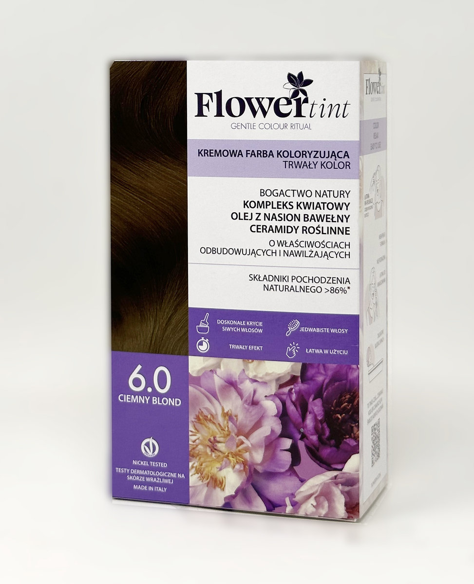 Flowertint, Trwała Farba Do Włosów, Seria Naturalna, 6.0 Ciemny Blond