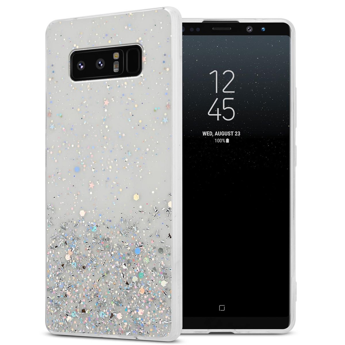Pokrowiec Do Samsung Galaxy NOTE 8 Etui w Przezroczysty z Brokatem Glitter Obudowa Case Cover TPU Cadorabo
