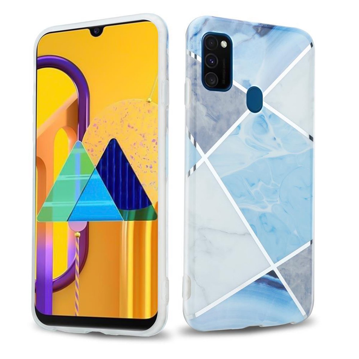 Pokrowiec Etui Do Huawei P20 LITE 2018 / NOVA 3E w Niebiesko Biało Szary Marmur No. 2 Obudowa Case Cover Silikon Plecki Cadorabo