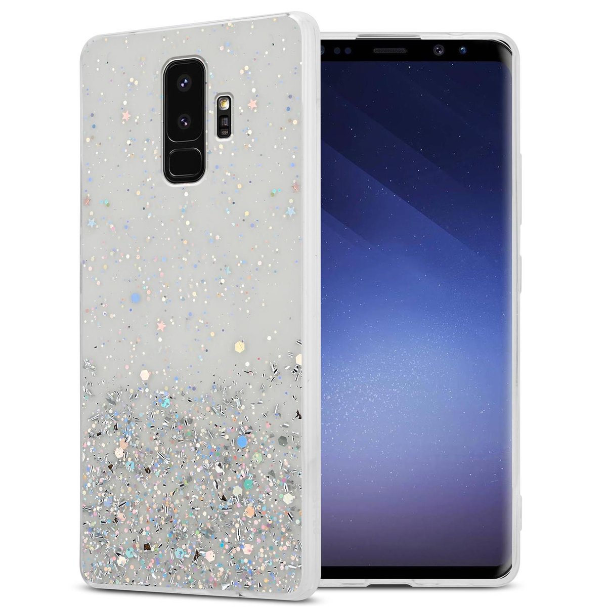 Pokrowiec Do Samsung Galaxy S9 PLUS Etui w Przezroczysty z Brokatem Glitter Obudowa Case Cover TPU Cadorabo