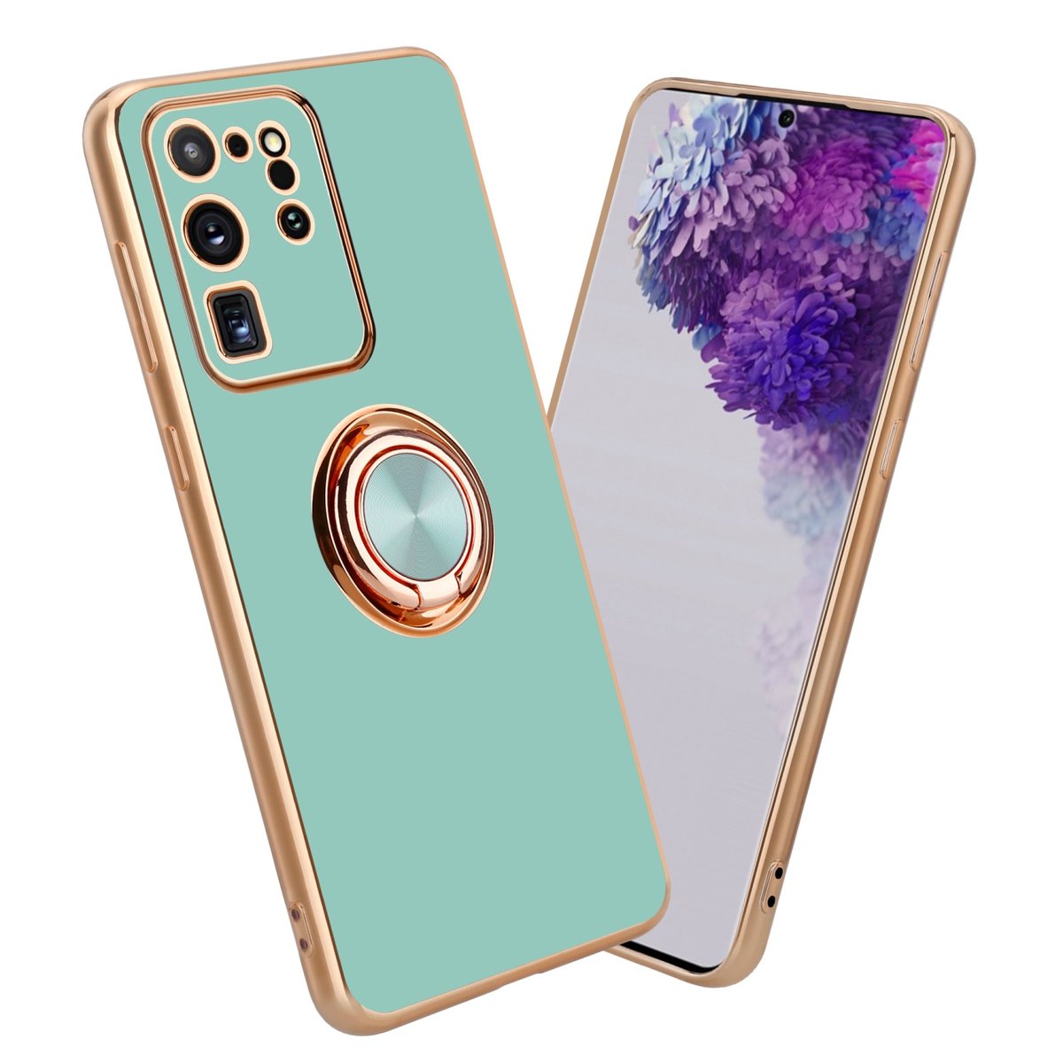 Pokrowiec Do Samsung Galaxy S20 ULTRA Etui w Glossy Turkus - Złoto magnetycznym Obudowa Case Cover Ochronny Cadorabo