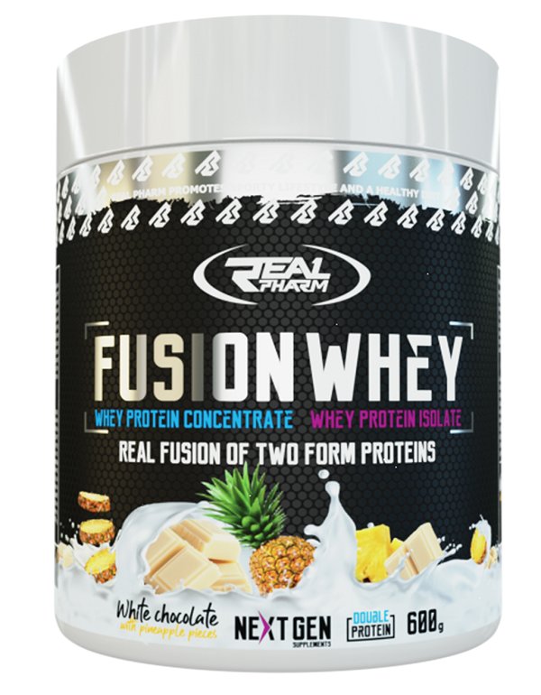 BIAŁKO Real Pharm Fusion Whey ODŻYWKA BIAŁKOWA - 600g 50/50 WPI WPC czekolada mięta z kawałkami czekolady