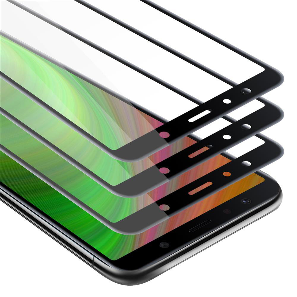3x Szkło Hartowane Do Samsung Galaxy A7 2018 Folia pancerna Ochronny w PRZEZROCZYSTY Z CZARNYM Tempered Glass Cadorabo