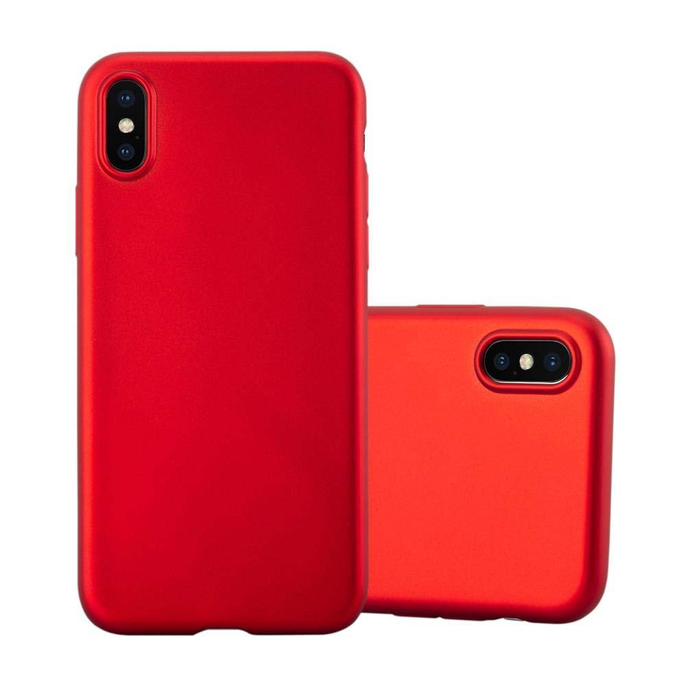 Pokrowiec Do Apple iPhone X / XS w METALLIC CZERWONY Etui TPU Silikon Obudowa Ochronny Case Cover Cadorabo