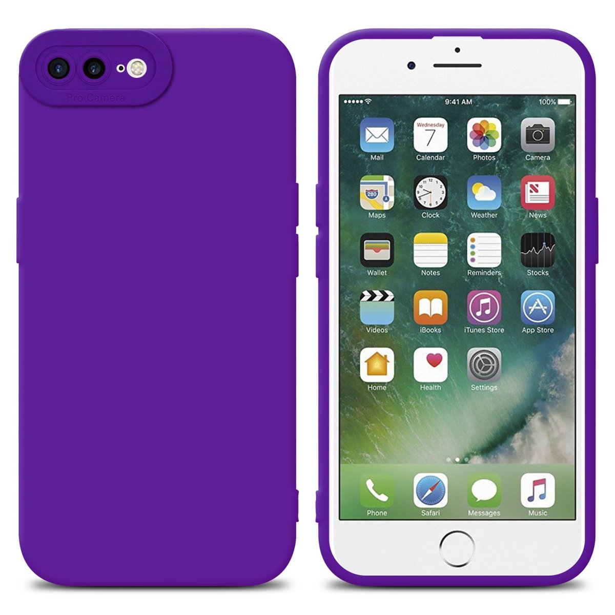 Pokrowiec Etui Do Apple iPhone 7 PLUS / 7S PLUS / 8 PLUS w FLUID CIEMNY FIOLET TPU Silikonowe Obudowa Ochronny Case Cover Cadorabo