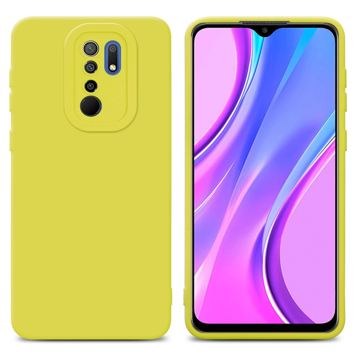 Pokrowiec Etui Do Xiaomi RedMi 9 w FLUID ŻÓŁTY TPU Silikonowe Obudowa Ochronny Case Cover Cadorabo