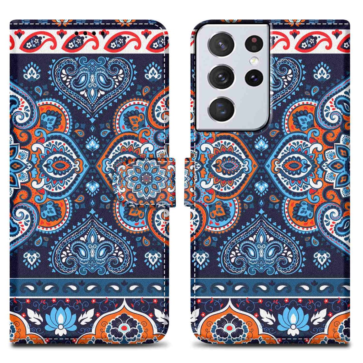 Etui Do Samsung Galaxy S21 ULTRA Pokrowiec w Niebieska Mandala No. 1 Etui Case Cover Obudowa Ochronny Cadorabo