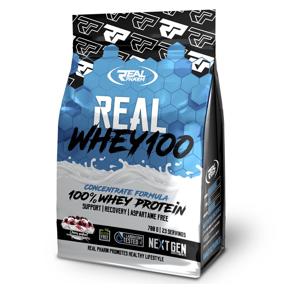 Real Pharm Odżywka białkowa Whey 100 700g Smaki Milionaire cake (5902444706478)