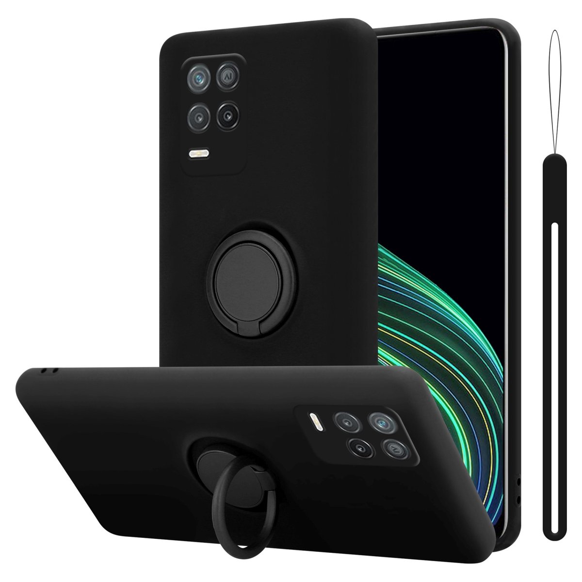 Pokrowiec Do Realme 8 5G / V13 / Q3 / Q3i / Narzo 30 5G w LIQUID CZARNY Etui TPU Obudowa Ochronny Case Cover Plecki Cadorabo