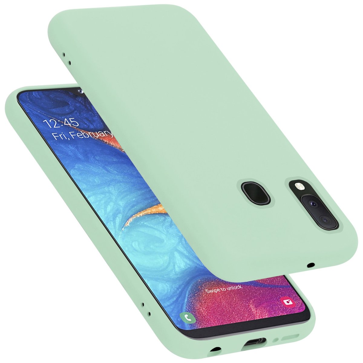 Pokrowiec Do Samsung Galaxy A10e / A20e Etui w LIQUID JASNO ZIELONY TPU Silikon Case Cover Obudowa Ochronny Cadorabo