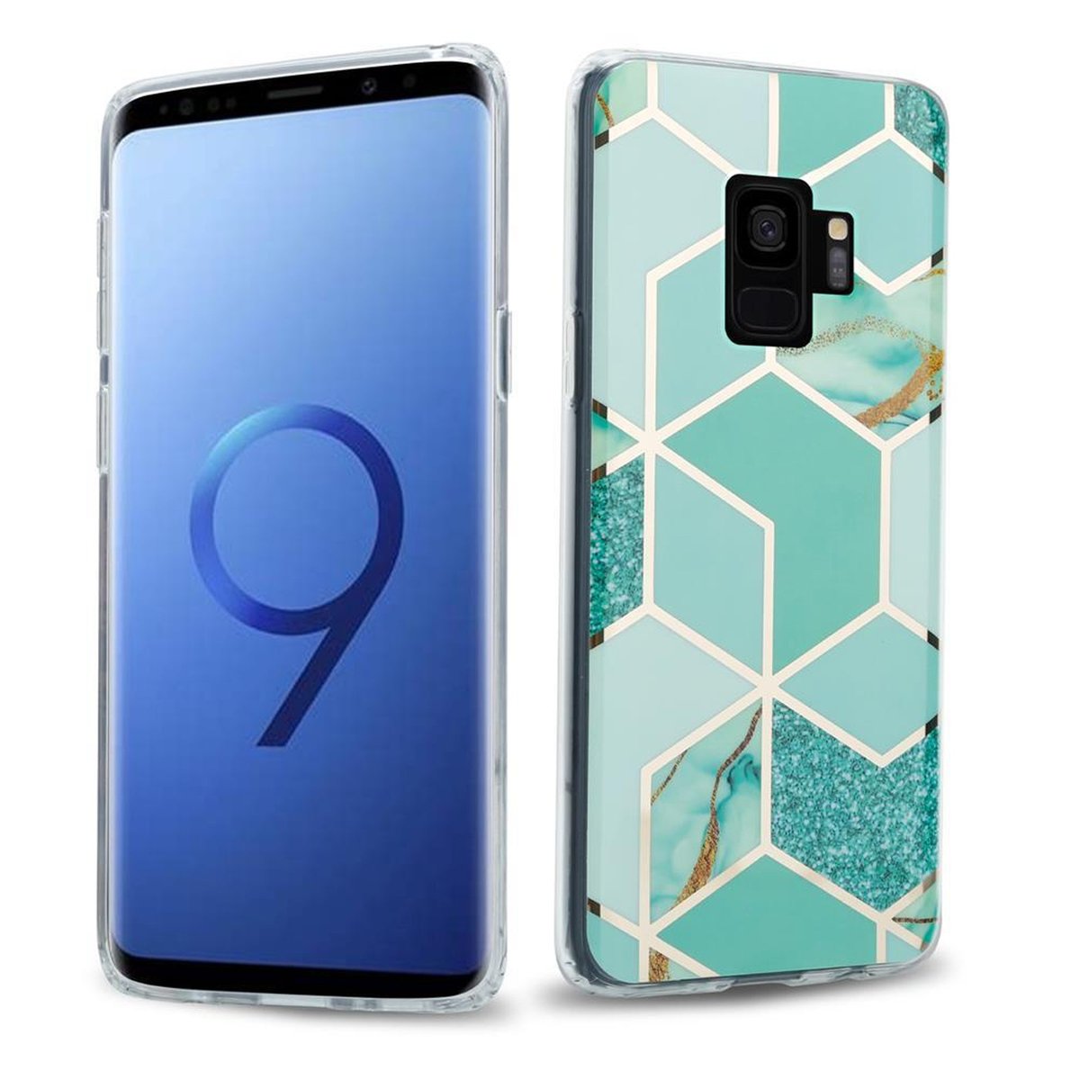 Pokrowiec Etui Do Samsung Galaxy S9 w Zielono Jasnozielono Złoty Marmur No. 3 Obudowa Case Cover Silikon Plecki Cadorabo