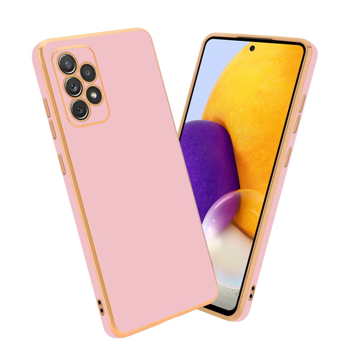 Pokrowiec Do Samsung Galaxy A72 4G / 5G Etui w Glossy Róż - Złoto TPU Silikonowe Obudowa Case Cover Cadorabo