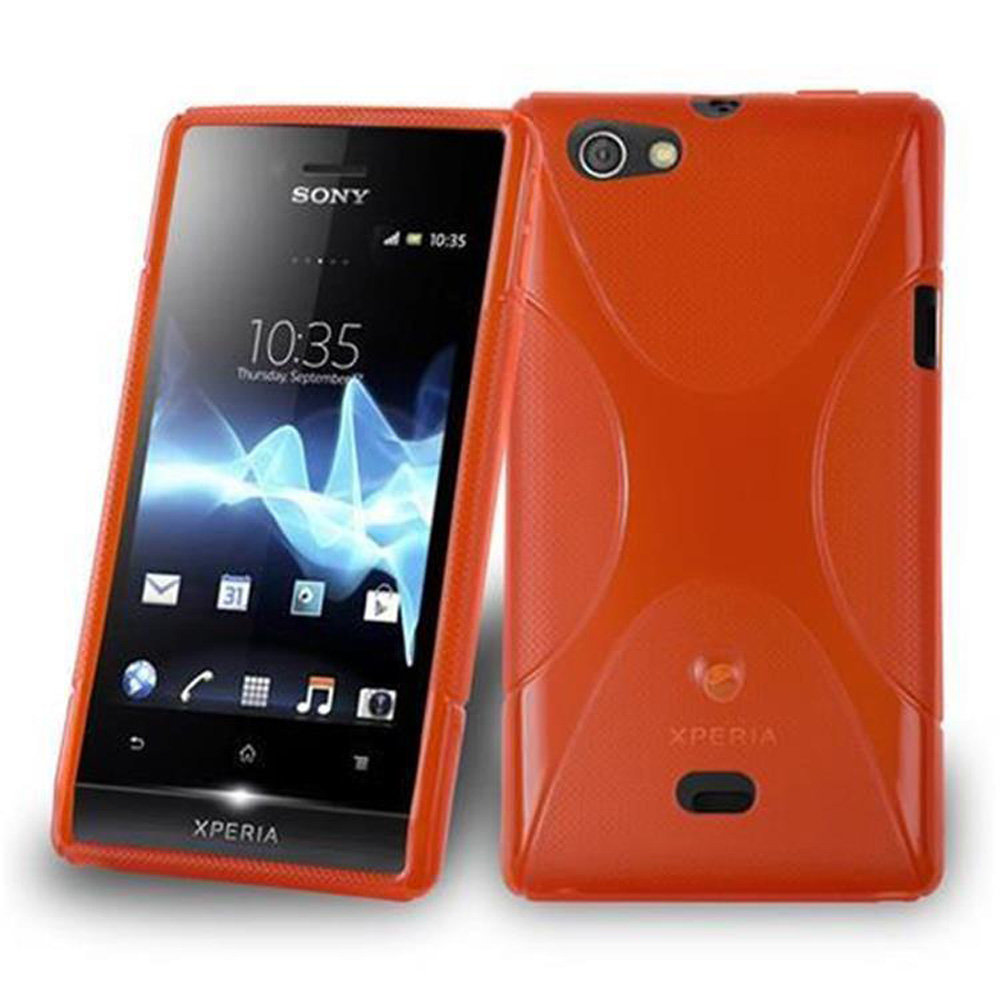 Sony Cadorabo - TPU X-line Style Silikon für Xperia MIRO (ST23i) - Case Cover Schutzhülle Bumper in INFERNO-ROT