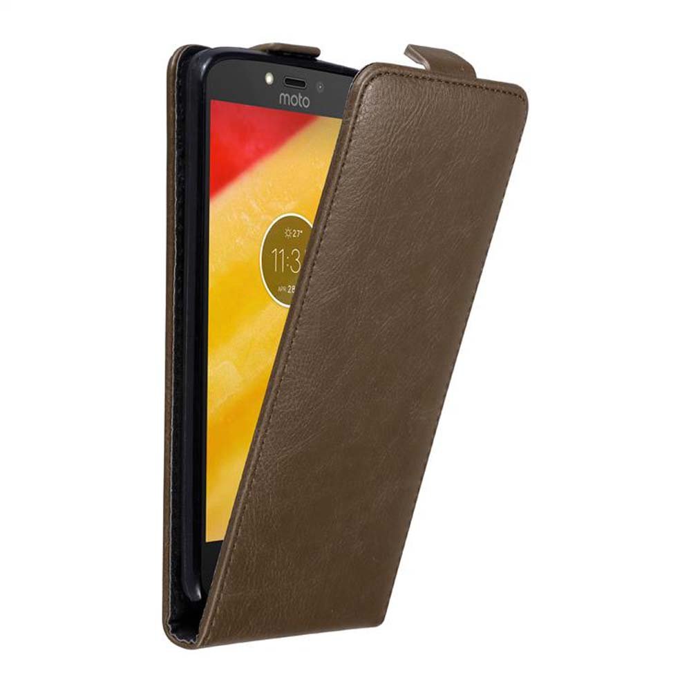 Pokrowiec Do Motorola MOTO C PLUS w Etui BRĄZOWA KAWA  Flip Case Cover Obudowa Ochronny Cadorabo