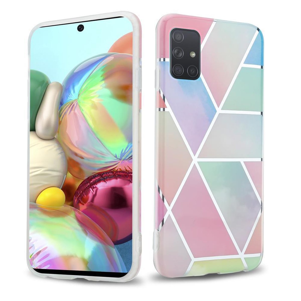 Pokrowiec Etui Do Samsung Galaxy A71 5G w Tęczowy Marmur No. 11 Obudowa Case Cover Silikon Plecki Cadorabo