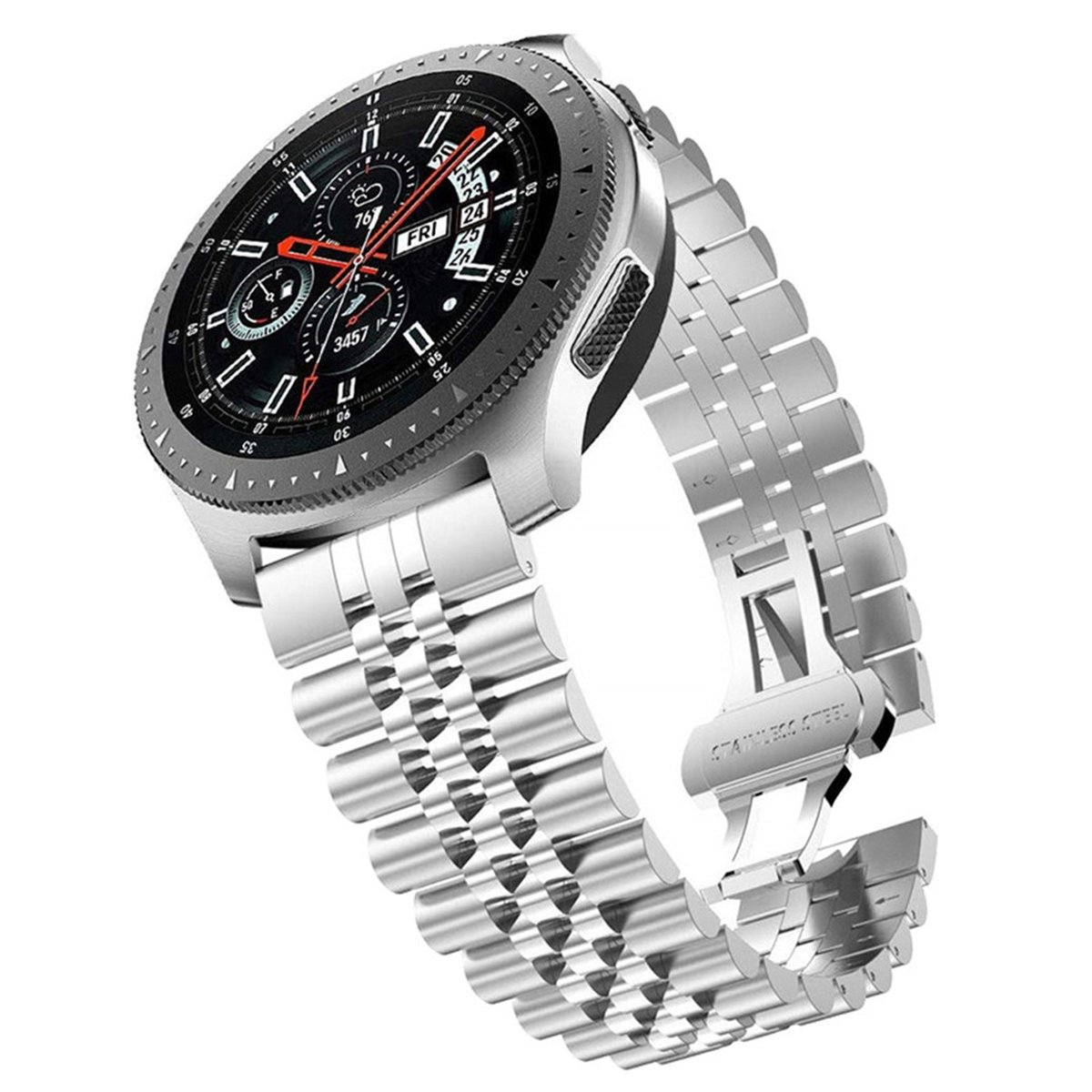 Cadorabo Bransoleta ze stali nierdzewnej 22mm kompatybilny z Samsung Galaxy Gear S3 / Gear 2 in SREBRNY - Wymienna opaska do Huawei Watch GT do Watc..
