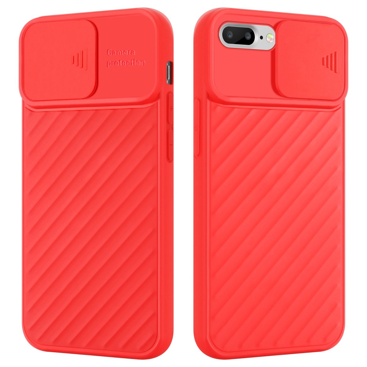 Pokrowiec Do Apple iPhone 7 PLUS / 7S PLUS / 8 PLUS Etui w Czerwony Mat Ochrona kamery TPU Obudowa Case Cover Cadorabo