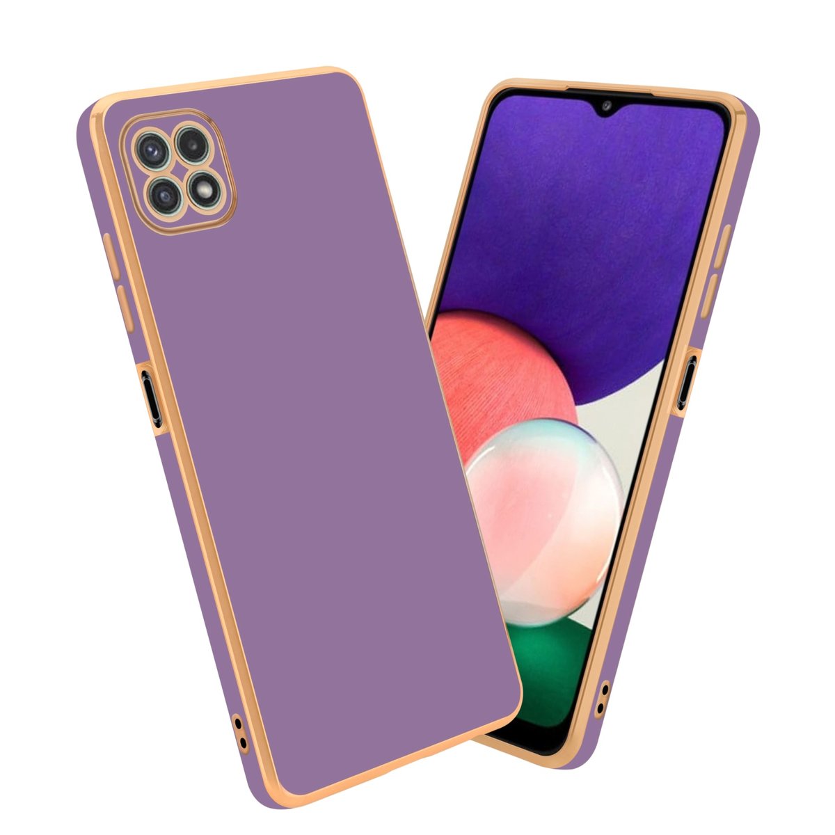 Pokrowiec Do Samsung Galaxy A22 5G Etui w Glossy Purpura - Złoto TPU Silikonowe Obudowa Case Cover Cadorabo