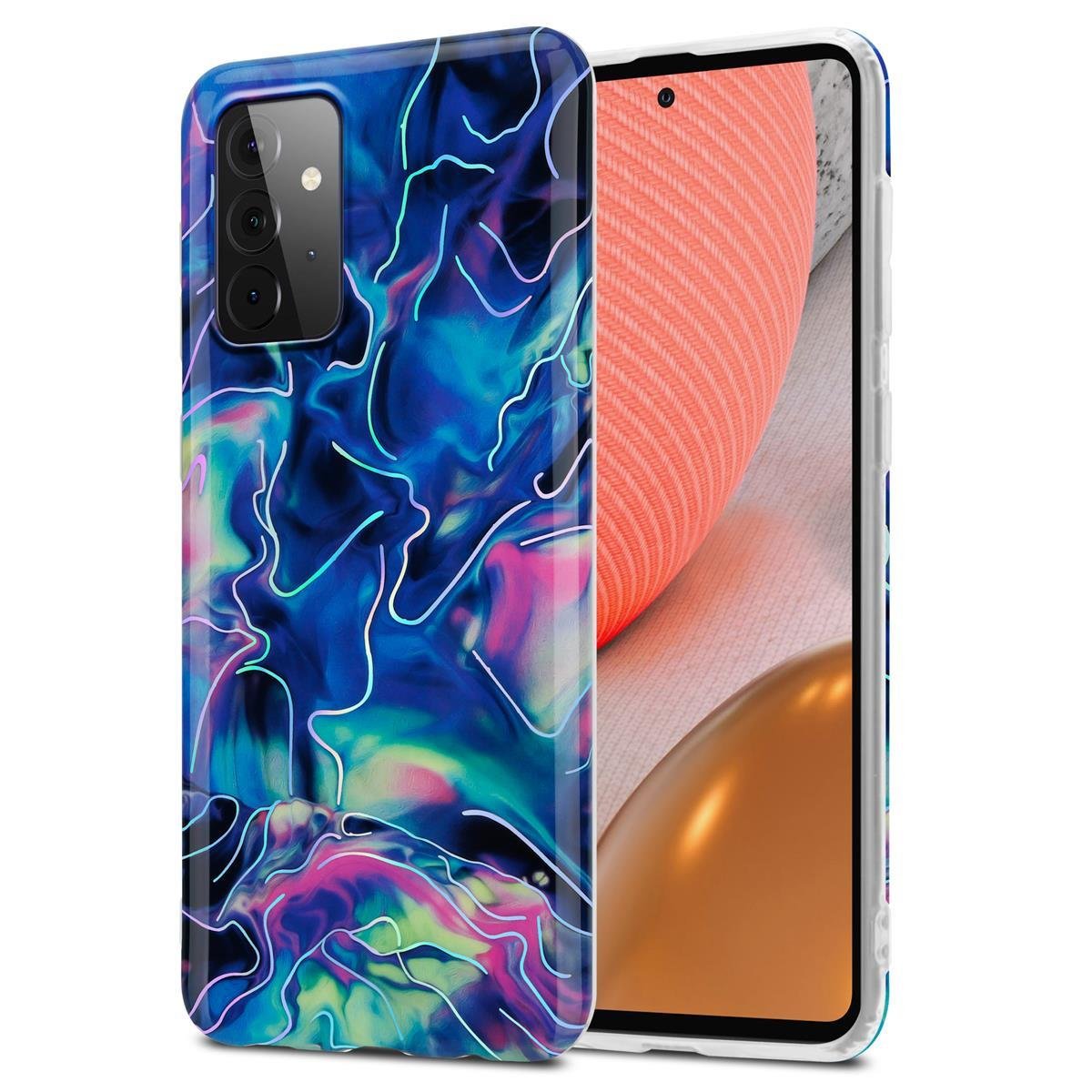 Pokrowiec Etui Do Samsung Galaxy A72 4G / 5G w Niebiesko Różowy Marmur No. 17 Obudowa Case Cover Silikon Plecki Cadorabo