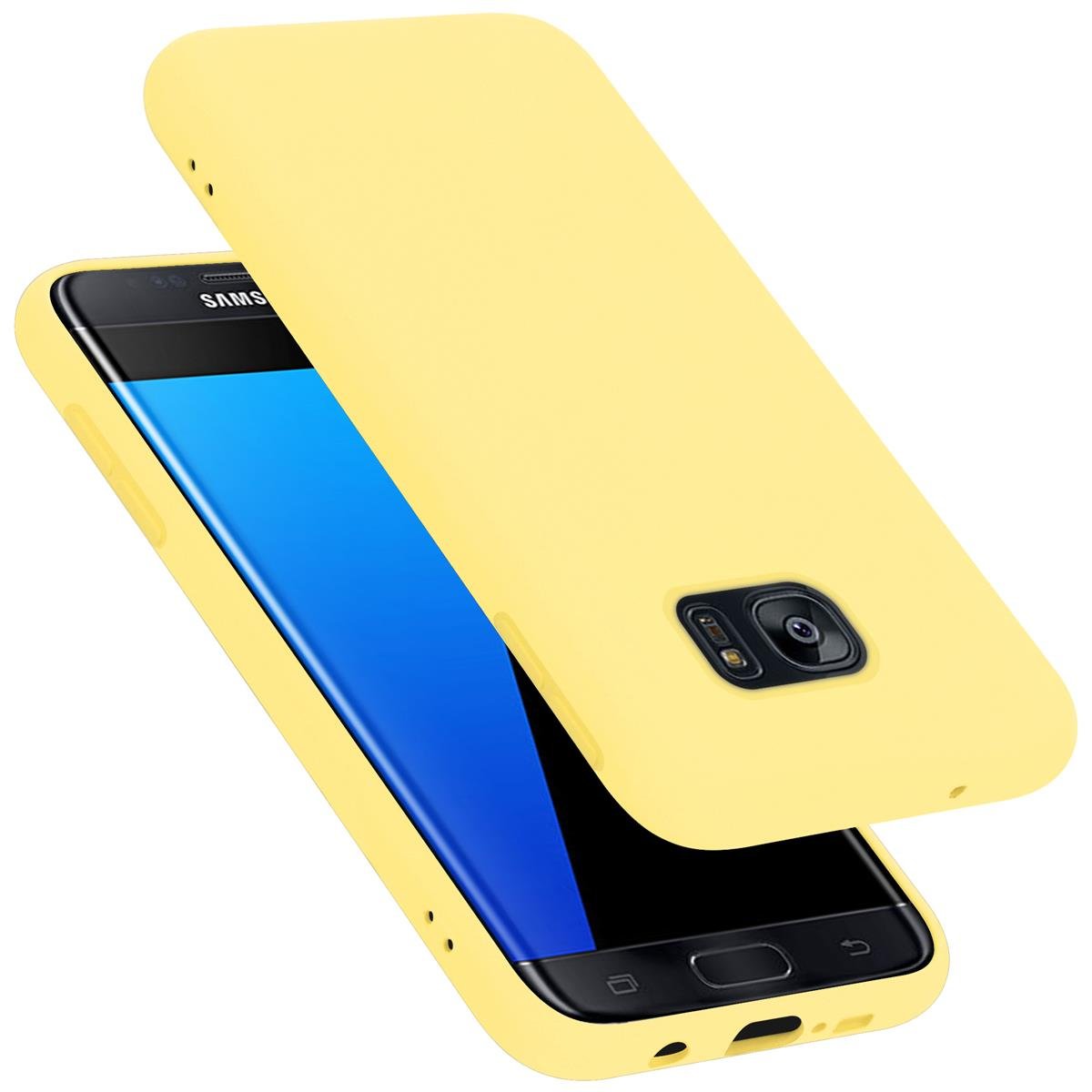 Pokrowiec Do Samsung Galaxy S7 EDGE Etui w LIQUID ŻÓŁTY TPU Silikon Case Cover Obudowa Ochronny Cadorabo