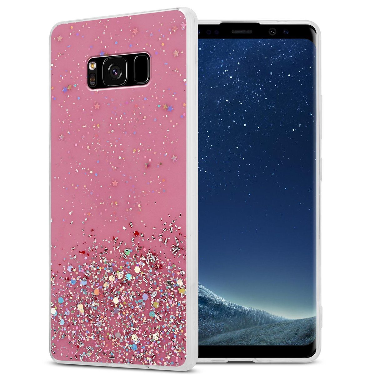 Pokrowiec Do Samsung Galaxy S8 PLUS Etui w Różowy z Brokatem Glitter Obudowa Case Cover TPU Cadorabo