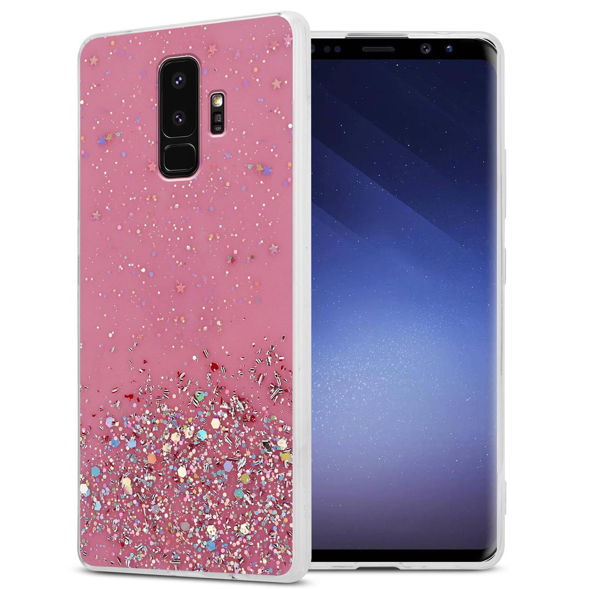 Pokrowiec Do Samsung Galaxy S9 PLUS Etui w Różowy z Brokatem Glitter Obudowa Case Cover TPU Cadorabo