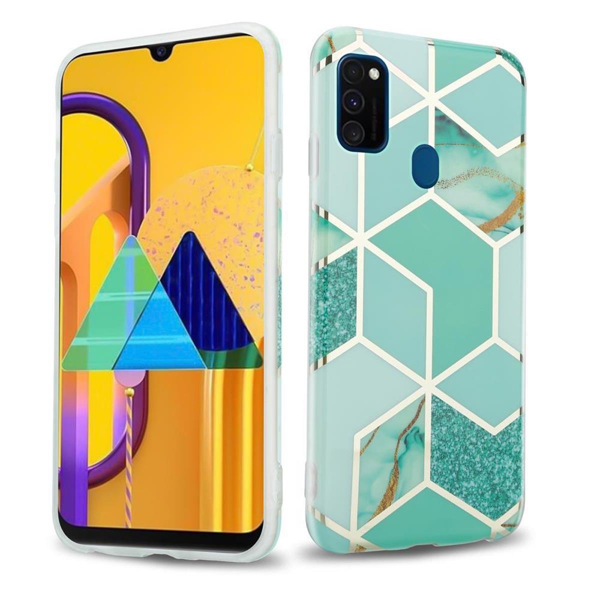 Pokrowiec Etui Do Huawei P20 LITE 2018 / NOVA 3E w Zielono Jasnozielono Złoty Marmur No. 3 Obudowa Case Cover Silikon Plecki Cadorabo