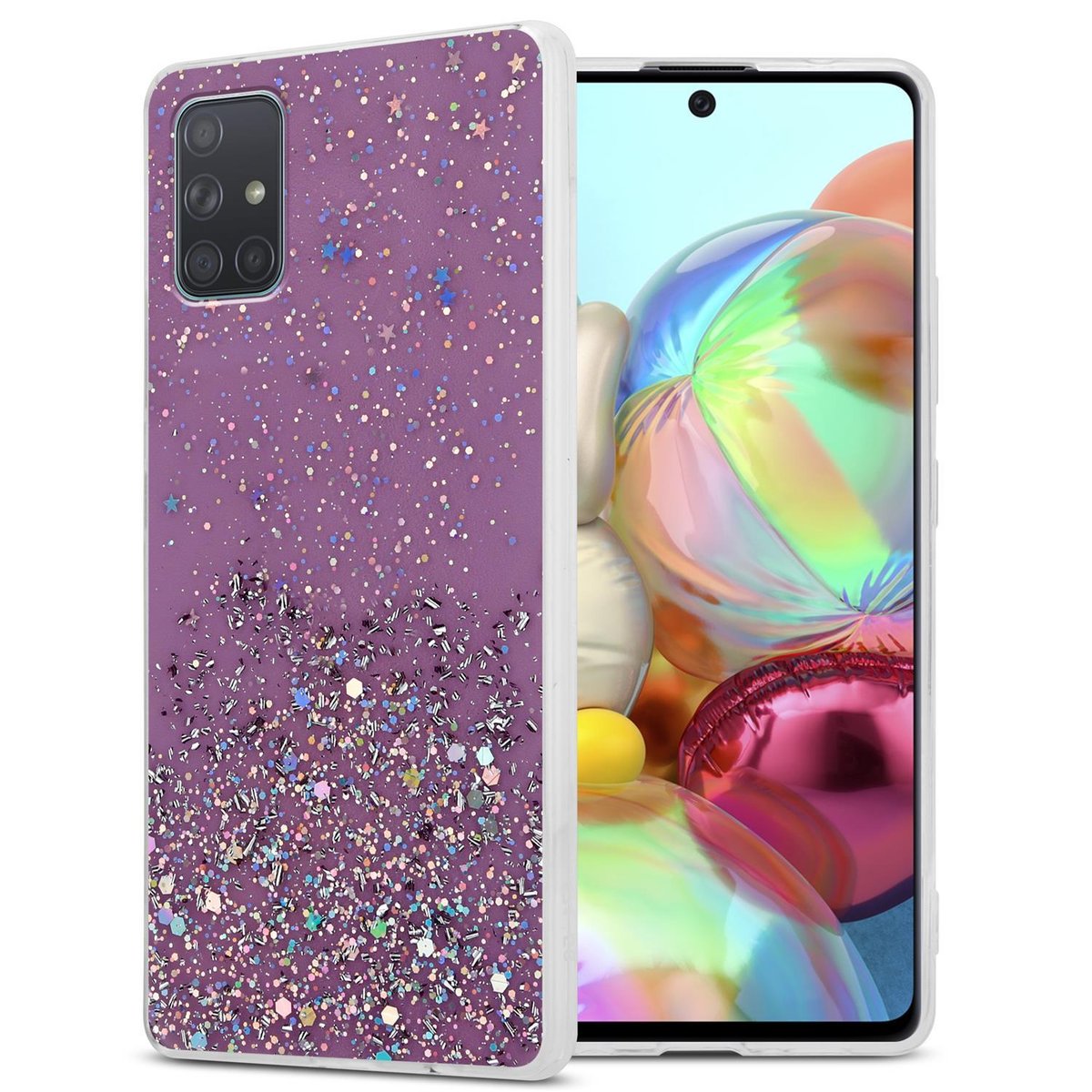 Pokrowiec Do Samsung Galaxy A71 4G Etui w Fiolet z Brokatem Glitter Obudowa Case Cover TPU Cadorabo