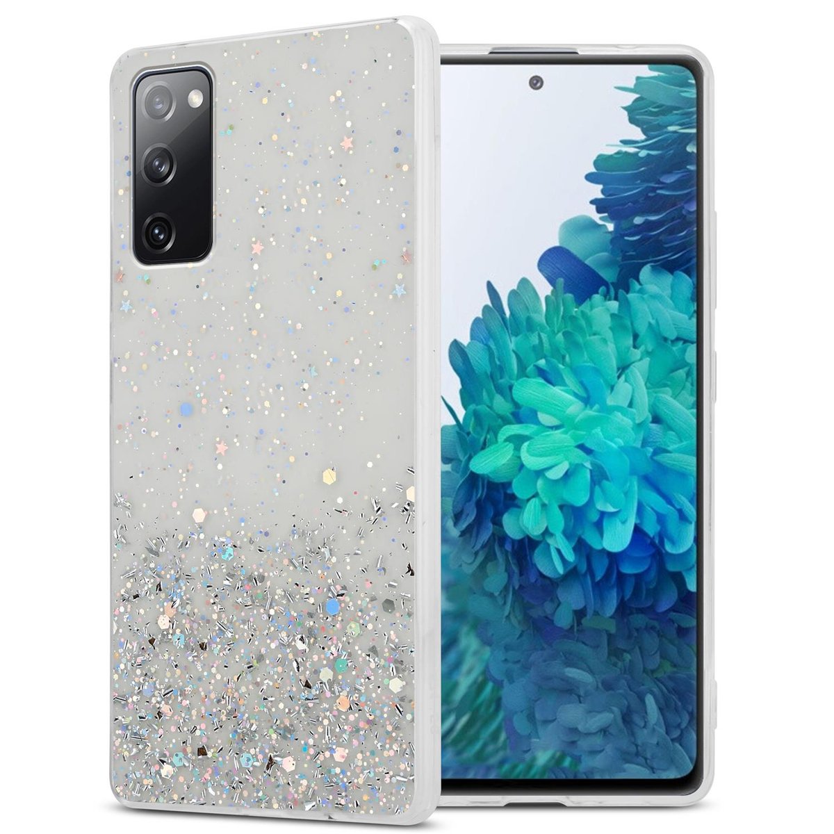 Pokrowiec Do Samsung Galaxy S20 FE Etui w Przezroczysty z Brokatem Glitter Obudowa Case Cover TPU Cadorabo