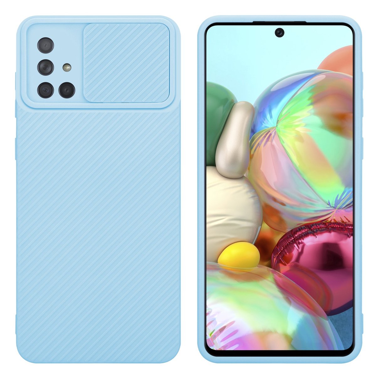 Pokrowiec Do Samsung Galaxy A71 4G Etui w Bonbon Jasnoniebieska Obudowa Case Cover Ochrona kamery Cadorabo