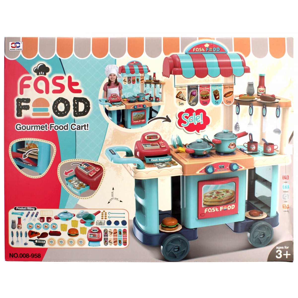 Kuchnia dla dzieci, kuchnia z akcesoriami FAST FOOD Mega Creative Uniwersalny