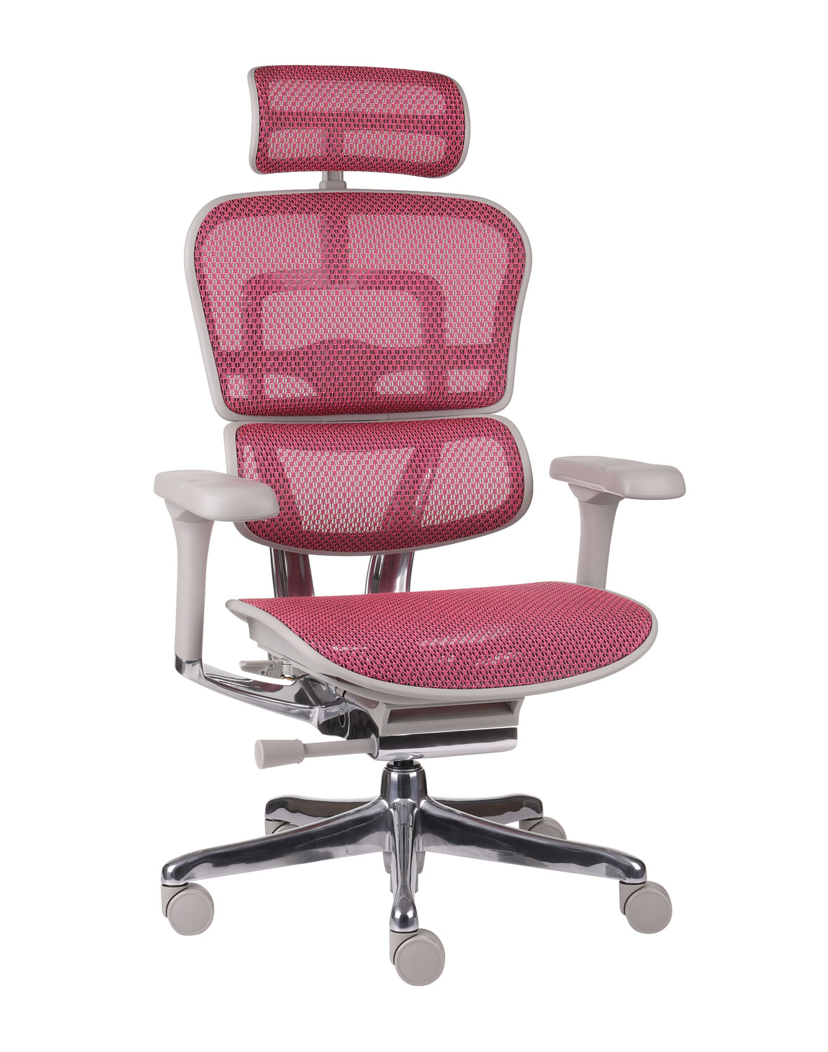 Fotel biurowy Ergohuman 2 Elite GS Pink - różowo-szary ergonomiczny fotel siatkowy dla kobiety