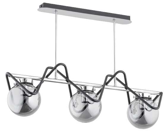 Elegancka lampa wisząca SAGITO PONTE 3 x E14 wys. 48 cm Czarny chrom