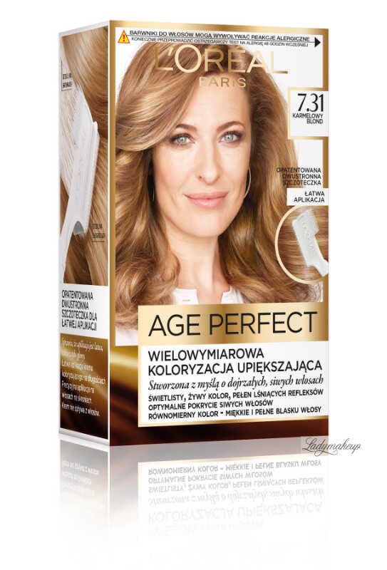 L''Oréal - AGE PERFECT - Wielowymiarowa koloryzacja upiększająca do włosów siwych i dojrzałych - 7.31 Karmelowy Blond