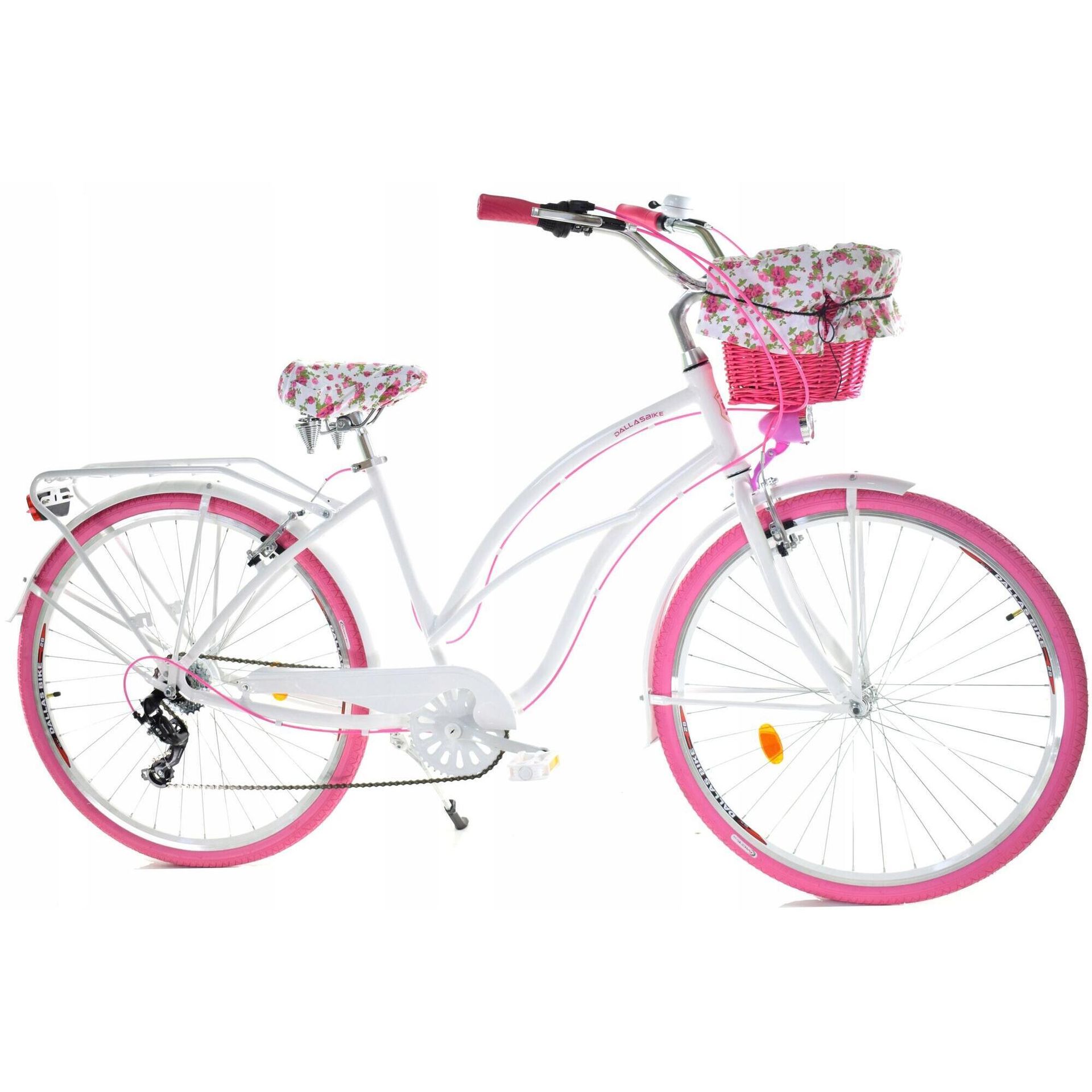 Dallas Bike Cruiser 7Spd Alu 28 cali Damski Biały z różowym