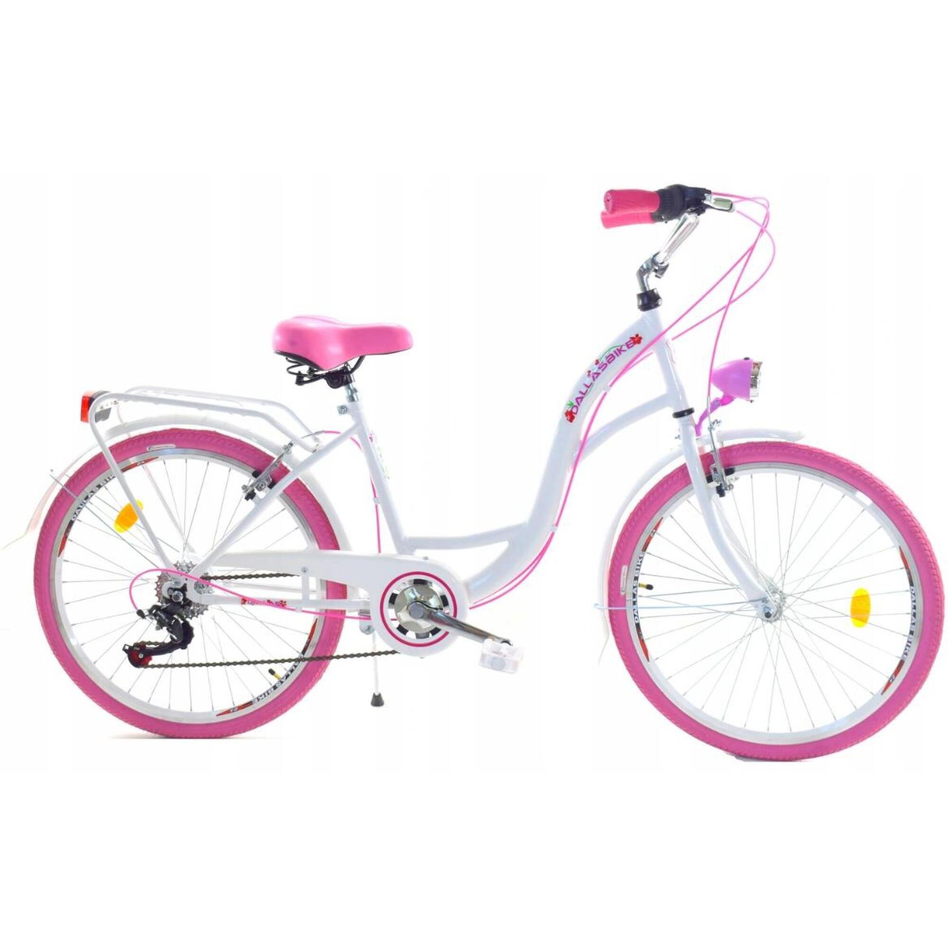 Dallas Bike City Junior 6Spd 24 cale Biały z różowym
