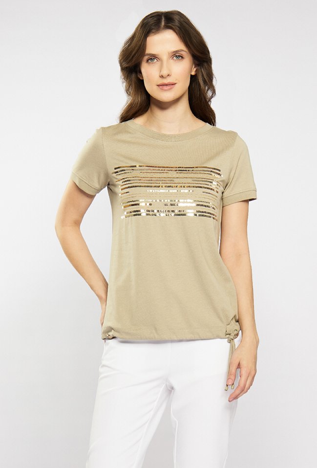 T-shirt damski z cekinami - Monnari