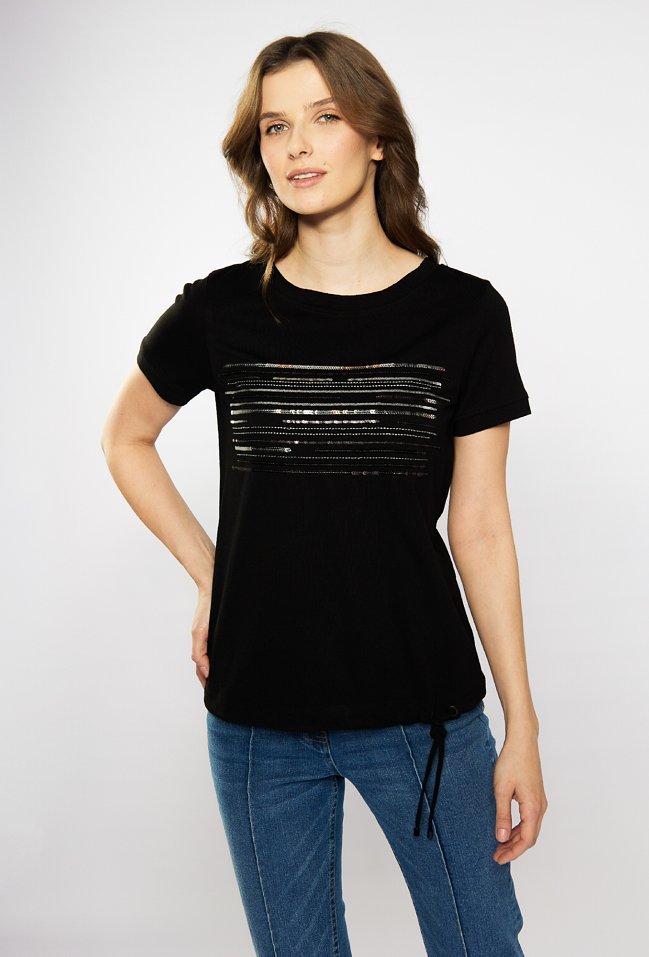 T-shirt damski z cekinami - Monnari